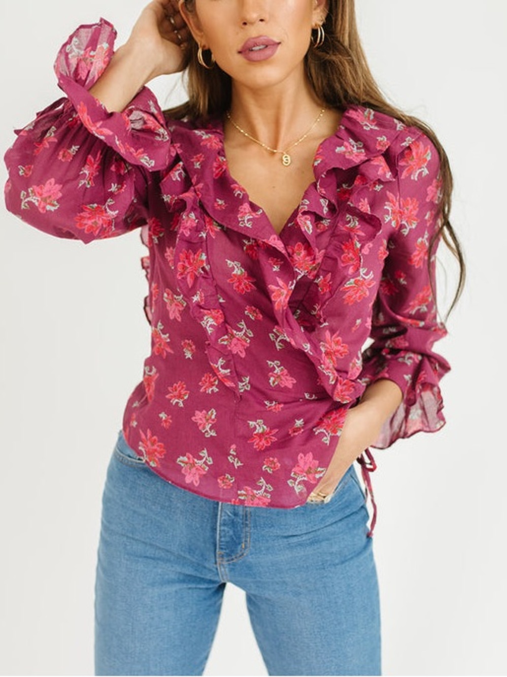 Free People Amanda Ruffle Warp Top - NWT - Picture 2 of 13